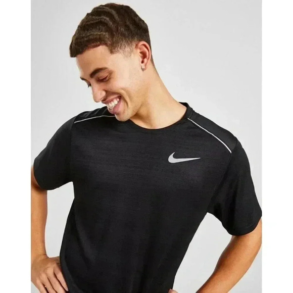 Nike Miler Dri-Fit Black Running T-Shirt Short Sleeve Men's Size XL - Picture 1 of 6